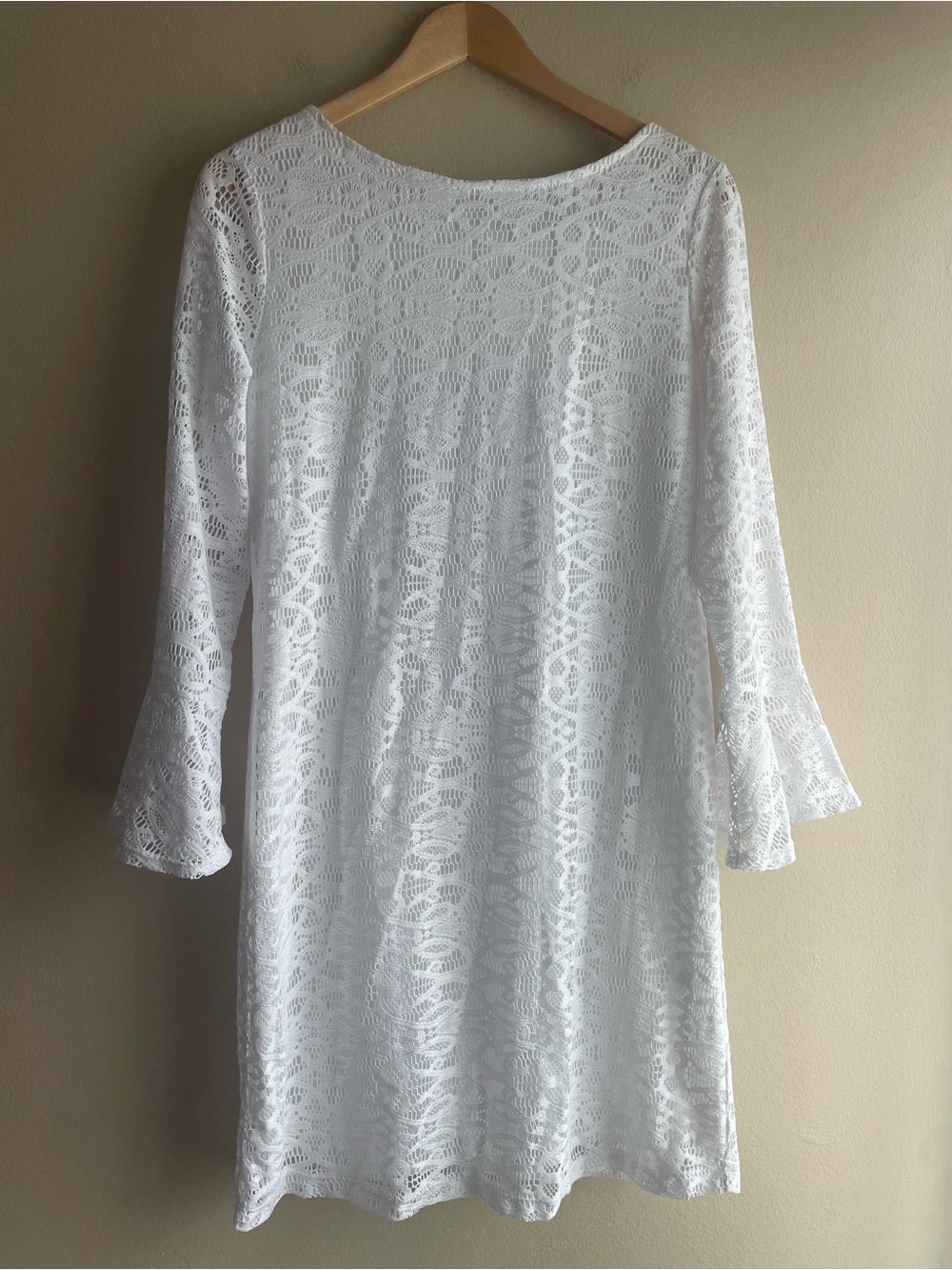 New MARINA White Lace Long Sleeve Shift Dress Size 14